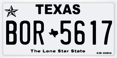 TX license plate BOR5617