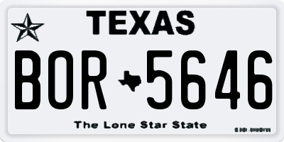 TX license plate BOR5646