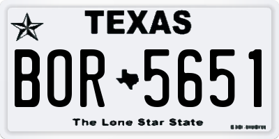 TX license plate BOR5651