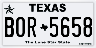 TX license plate BOR5658