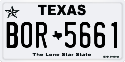 TX license plate BOR5661