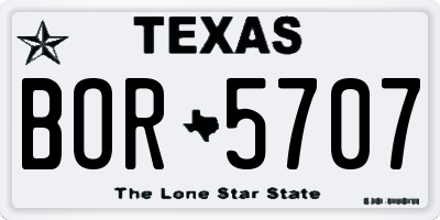 TX license plate BOR5707
