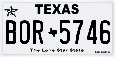 TX license plate BOR5746