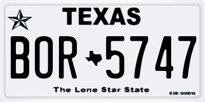 TX license plate BOR5747