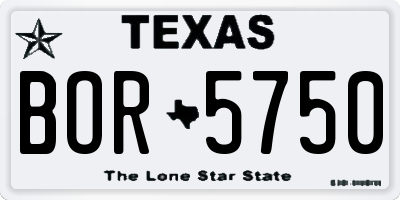TX license plate BOR5750