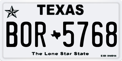 TX license plate BOR5768