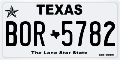 TX license plate BOR5782