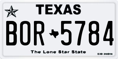 TX license plate BOR5784