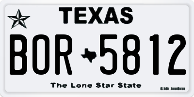 TX license plate BOR5812