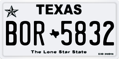 TX license plate BOR5832