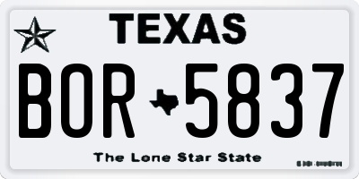 TX license plate BOR5837