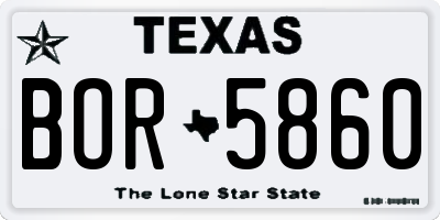 TX license plate BOR5860