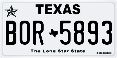 TX license plate BOR5893
