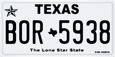 TX license plate BOR5938