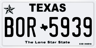 TX license plate BOR5939