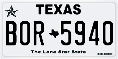 TX license plate BOR5940
