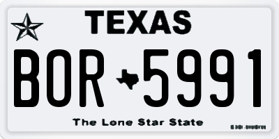 TX license plate BOR5991