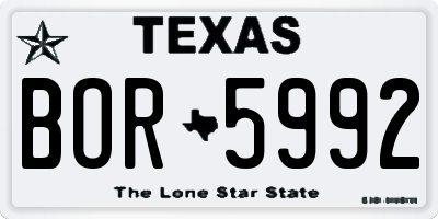 TX license plate BOR5992