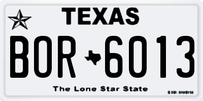 TX license plate BOR6013