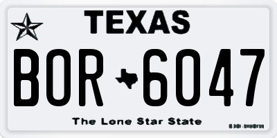 TX license plate BOR6047