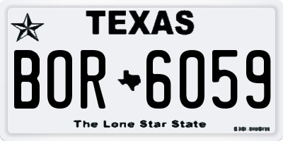 TX license plate BOR6059