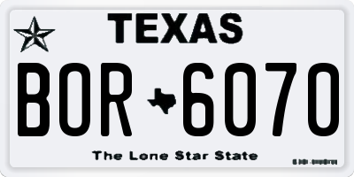 TX license plate BOR6070