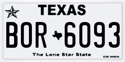 TX license plate BOR6093