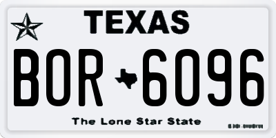 TX license plate BOR6096