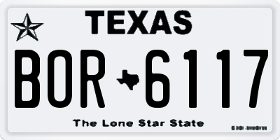 TX license plate BOR6117