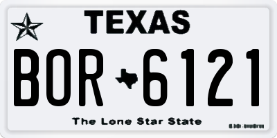 TX license plate BOR6121