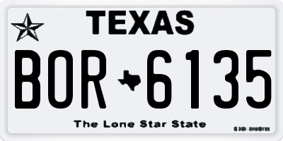 TX license plate BOR6135