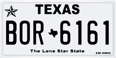 TX license plate BOR6161
