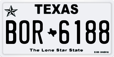 TX license plate BOR6188
