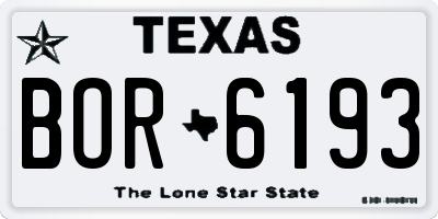 TX license plate BOR6193