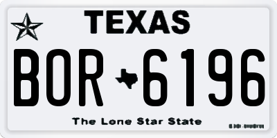 TX license plate BOR6196