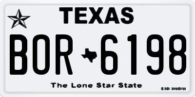 TX license plate BOR6198