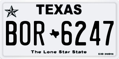 TX license plate BOR6247