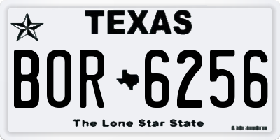 TX license plate BOR6256