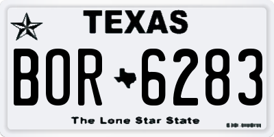 TX license plate BOR6283