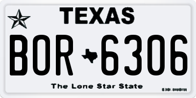TX license plate BOR6306