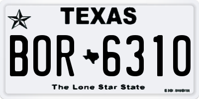 TX license plate BOR6310