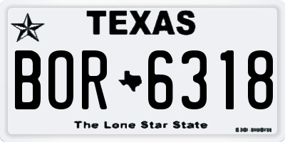 TX license plate BOR6318