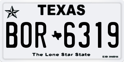 TX license plate BOR6319