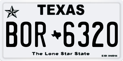 TX license plate BOR6320