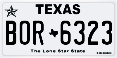 TX license plate BOR6323