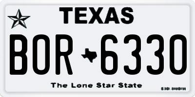 TX license plate BOR6330