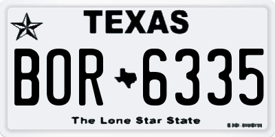 TX license plate BOR6335