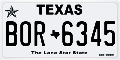 TX license plate BOR6345