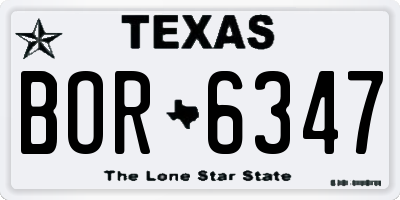 TX license plate BOR6347