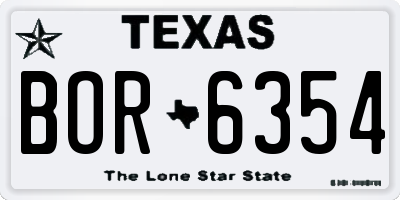 TX license plate BOR6354